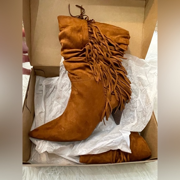 JUSTFAB SANNA Slouchy Boots NIB 7.5 Camel Color - Picture 8 of 11